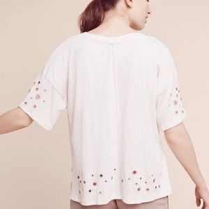 Anthropologie Postmark 9-H15 STCL Oatmeal Striped Catina High Low Boxy Top